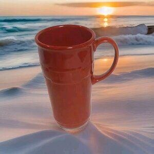 Longaberger Pottery ”MUG Tall Woven Traditions Paprika Red Mug/Cup 6 1/4 autumn